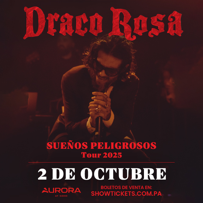 Foto promocional del evento DRACO ROSA describiendo los participantes y fechas del evento.