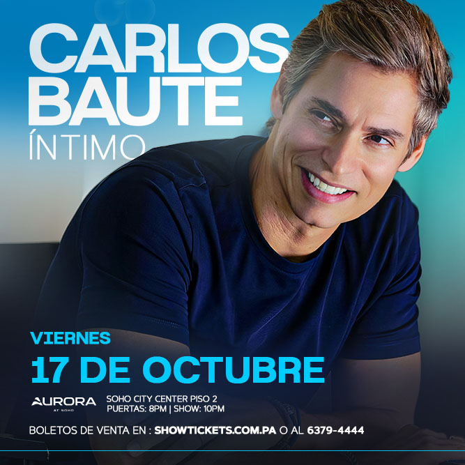 Foto promocional del evento CARLOS BAUTE describiendo los participantes y fechas del evento.